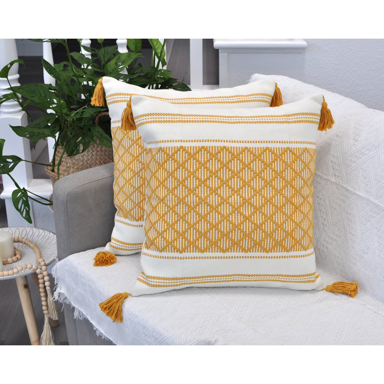 Foundry Select Boho Pillow Covers With Tassels Geometric Cotton